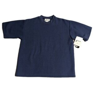 Vintage Joyce Sportswear Ribbed Knit Top Womens M Blue Short Sleeve NWT